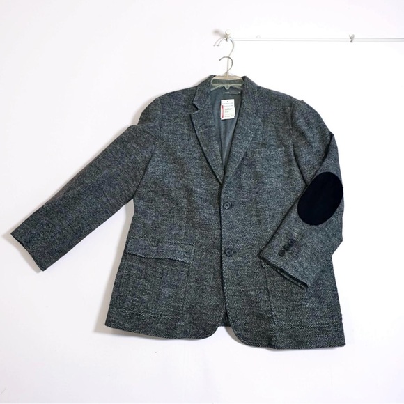 Vince Men’s Gray Herringbone Blazer Jacket XL Elbow Patch Casual Sport Coat NWT - Picture 3 of 10